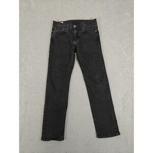 Levis 502 Jeans BIG E Red Tab Womens 30x30 Black Slim‎ Taper Premium Denim Zip